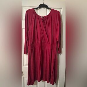 LuLaRoe Jody Long Sleeve Peasant Dress Maroon